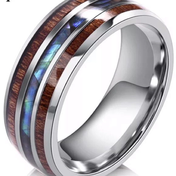 Other - Men Rings Stainless Steel Wood Grain Fashion Women